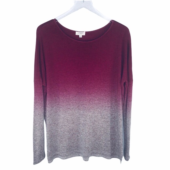 Umgee Burgundy Ombre Long Sleeve Cozy Boho Top – Size Small - Picture 2 of 5